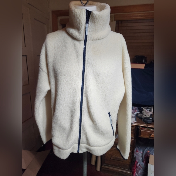 J. Crew Women's Ivory Fleece Sherpa Polartec Long Sleeve Full Zipper Jacket - XL - Picture 11 of 11